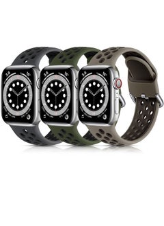 Lerobo 3 Pack Compatible for Apple Watch Band Series 8 7 6 5 4 3 2 1 SE Ultra Band 49mm 45mm 44mm 42mm 41mm 40mm 38mm Breathable Silicone Sport Strap for iWatch Bands Men Women, M/L  - Image 1