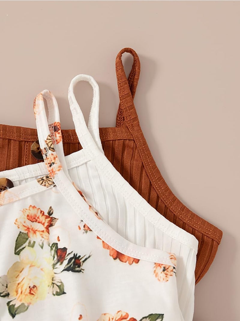 VARMILO Girls Dresses Toddler Girls Dress 3-Pack Summer Casual Party Print Skater Dress Sundress Size 2-3Years Brown - Image 5