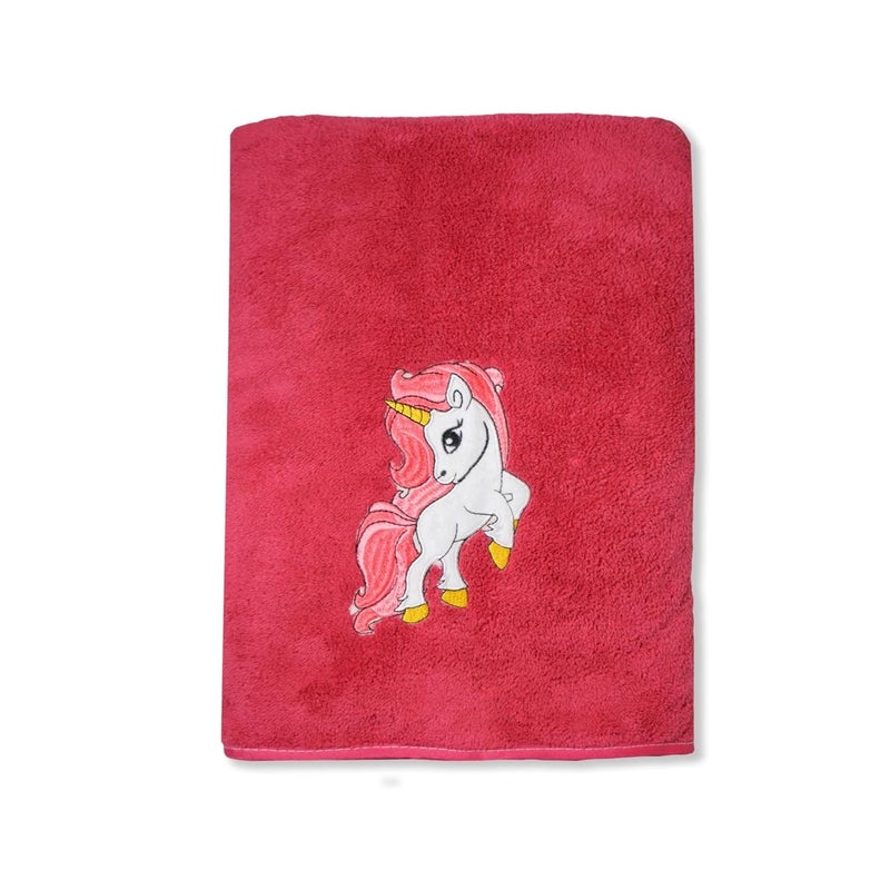 MAXOSHINE Microfiber Kids Bath Towels Quick Dry Super Absorbent Super Soft Bath Towel for Babies ToddlerBaby Towel for Boys and Girls Red Unicorn Design Pack of 1 - Image 5