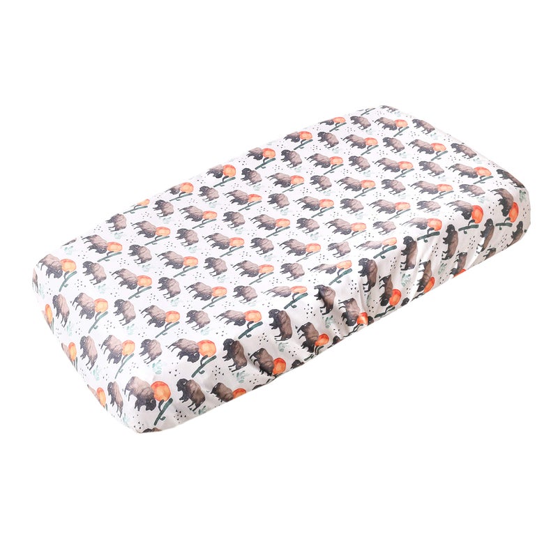 Copper Pearl Copper Pearl Premium Knit Changing Pad Cover Soft Stylish and Universal Fit for All Standard Diaper Changing Pads Trendy Design Changing Pad Covers Bison