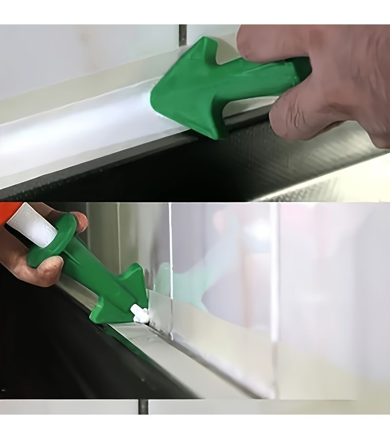 5pcs Caulking Tool Kit With 3 Green Nozzles For Kitchen Bathroom Window Sealing - Image 4