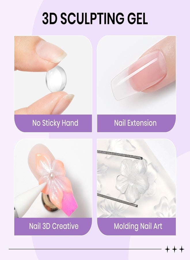 SUPWEE 3D Molding Gel for Nail Art, 30g Clear & Pearl White Non-Sticky Hand Sculpting Solid Builder Gel for Nail Art Sculpture Carving Extension Manicure at Home - Image 3