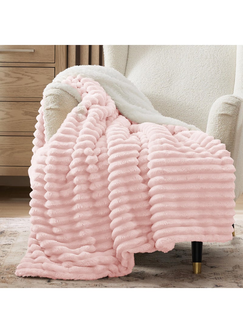 Bedsure Bedsure Sherpa Blanket Twin Size for Couch - Super Soft Cozy Blanket for Bed  Fleece Thick Warm Blanket for Winter  Plush Pink Blanket Gift for Women  60x80 Inches  - Image 1
