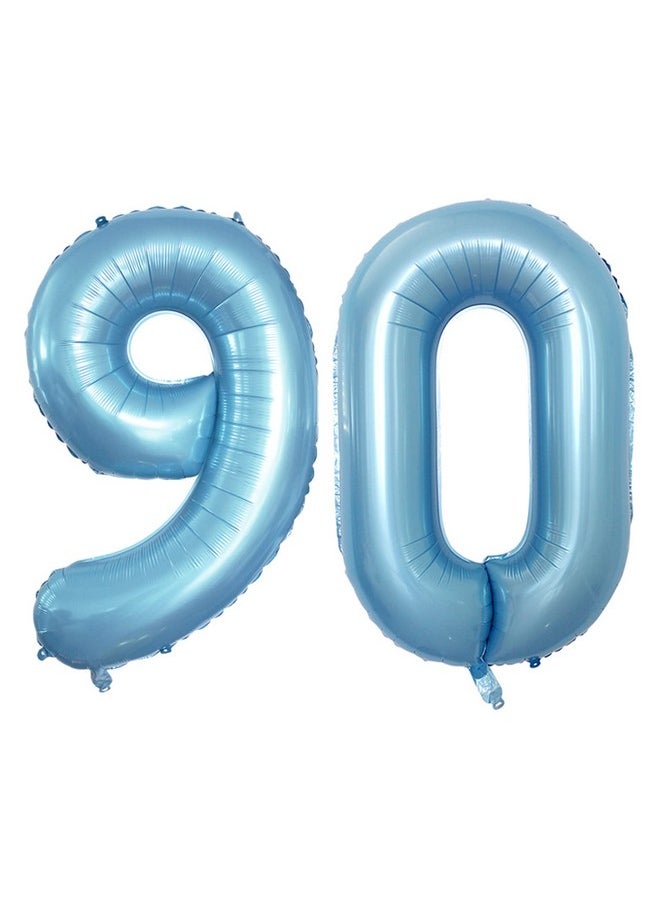 GOER GOER Number 90 Balloons for 90th Birthday Party Decorations,42 Inch Jumbo Foil Helium Balloons for 90th Anniversary (Light Blue) 