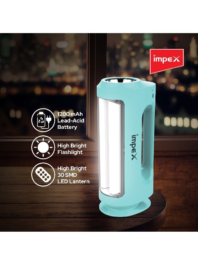 Impex - Rechargeable Emergency Lantern, LED Flash Light | 30 SMD High Bright LED,4 Hours Working, Suitable for Power Outages(Blue) - Image 1