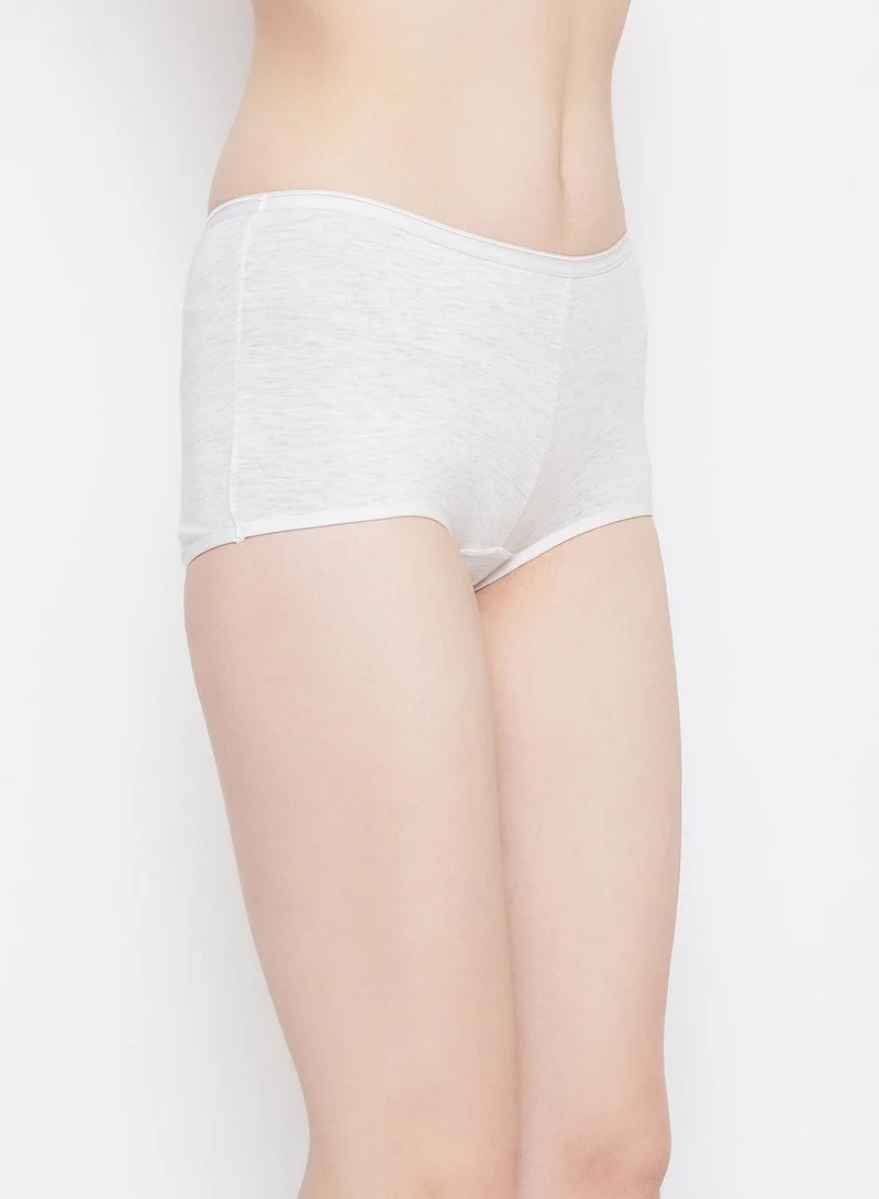كلوفيا Clovia Mid Waist Boyshorts Panty In Light Grey - Cotton