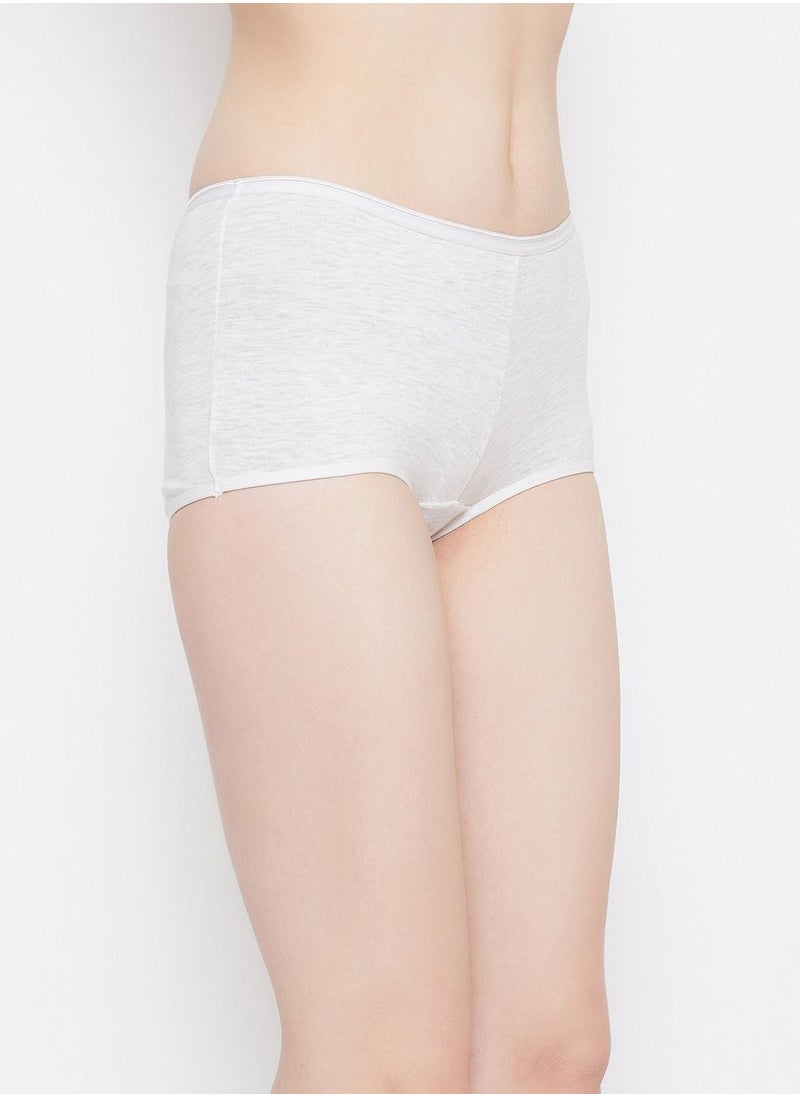 Clovia - Clovia Mid Waist Boyshorts Panty In Light Grey - Cotton - Image 1