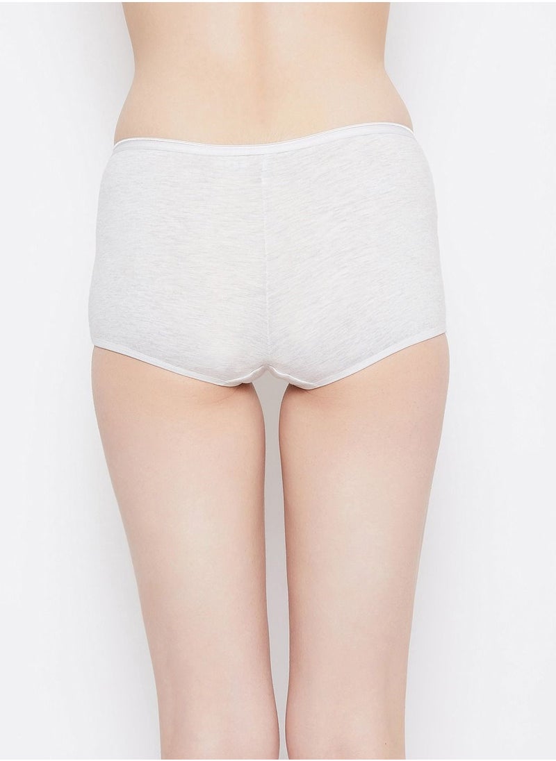 Clovia - Clovia Mid Waist Boyshorts Panty In Light Grey - Cotton - Image 1