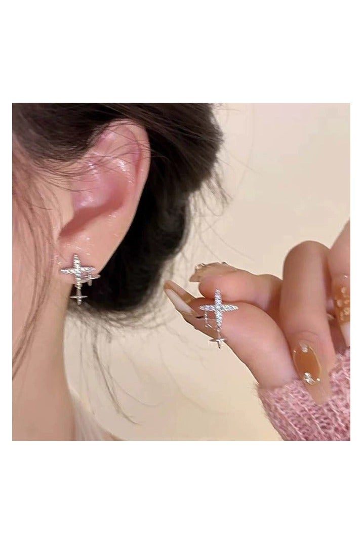 Goolsky أقراط نجمة رقيقة للنساء - أقراط CZ متلألئة بأسلوب كوري، مجوهرات خفيفة الوزن مضادة للحساسية للفتيات - Image 4