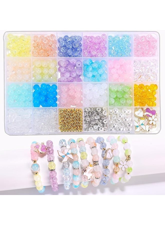 كاست ويف مجموعة صنع المجوهرات بنفسك مع خرز زجاجي واكريليك - سوار وسلاسل لطيفة وجميلة، هدية مثالية لعيد الميلاد للبنات - Image 1