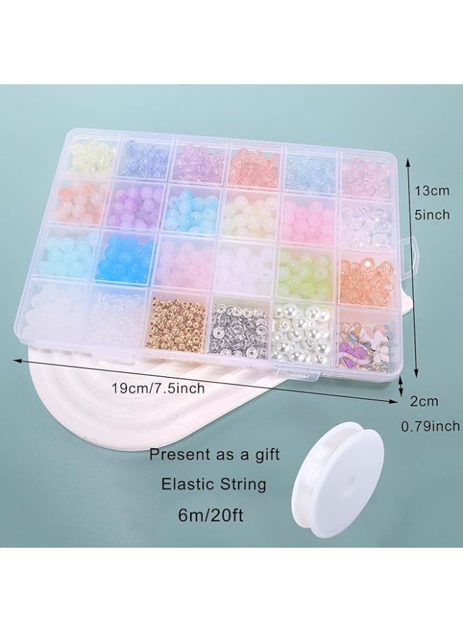 كاست ويف مجموعة صنع المجوهرات بنفسك مع خرز زجاجي واكريليك - سوار وسلاسل لطيفة وجميلة، هدية مثالية لعيد الميلاد للبنات - Image 3