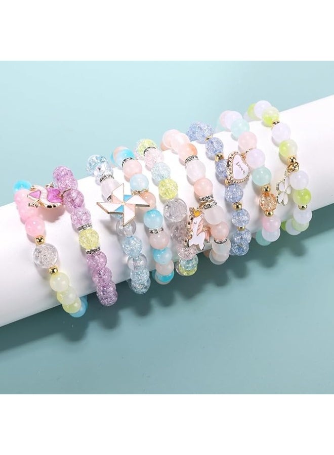 كاست ويف مجموعة صنع المجوهرات بنفسك مع خرز زجاجي واكريليك - سوار وسلاسل لطيفة وجميلة، هدية مثالية لعيد الميلاد للبنات - Image 2