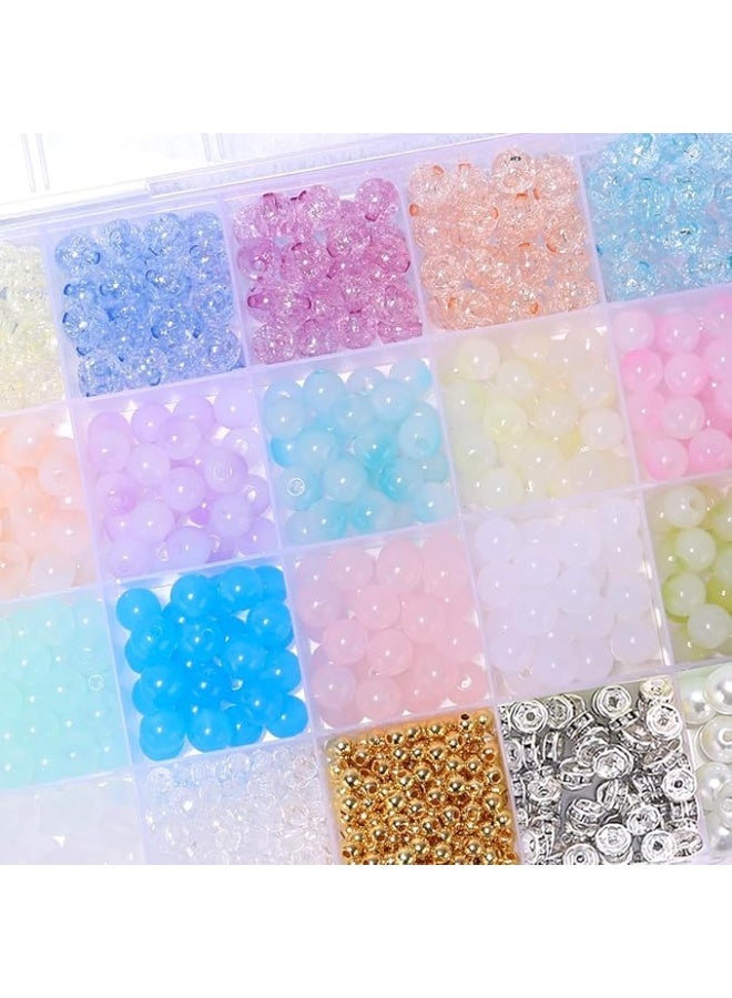 كاست ويف مجموعة صنع المجوهرات بنفسك مع خرز زجاجي واكريليك - سوار وسلاسل لطيفة وجميلة، هدية مثالية لعيد الميلاد للبنات - Image 4