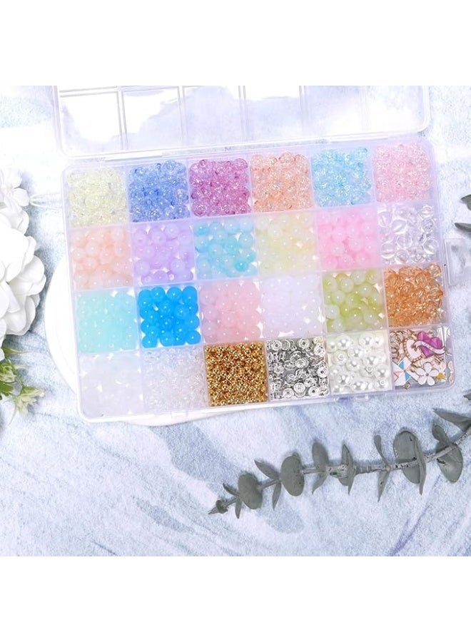 كاست ويف مجموعة صنع المجوهرات بنفسك مع خرز زجاجي واكريليك - سوار وسلاسل لطيفة وجميلة، هدية مثالية لعيد الميلاد للبنات - Image 5