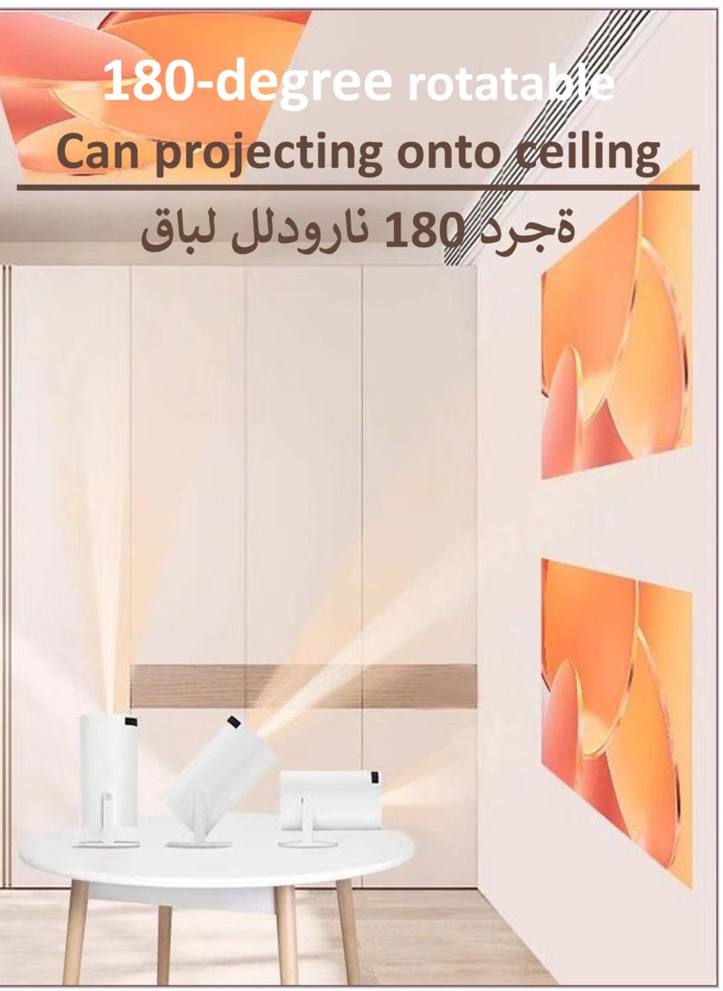 YooA 180° rotation HY300 Android 5G Wifi Smart Portable Projector | 1280 720P  Full HD Office Home Theater Video Mini Projector, Outdoor Movie Projector Compatible with Phone,Optical specifications (White)  - Image 2