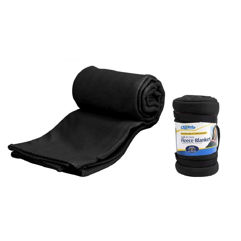 Cloudz Cozy Fleece Airplane Travel Blanket for Your Flight Car Camping Home or Comforting Warmth Anywhere Black