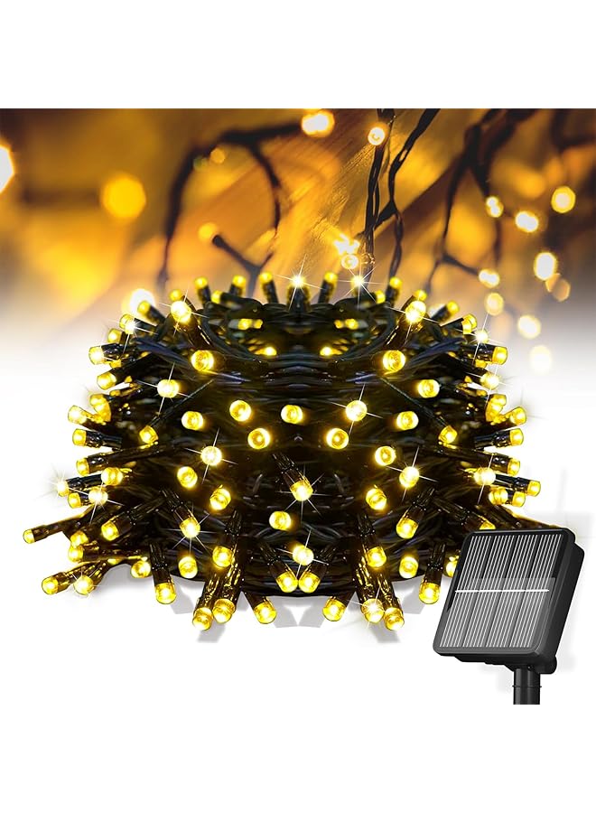 The Bros Solar Christmas Lights Outdoor, 100LED 12M Solar String Lights Outdoor Waterproof, Green Wire Solar Christmas Tree Lights with 8 Lighting Modes For Party Garden Christmas Decorations (Warm White)  - Image 1