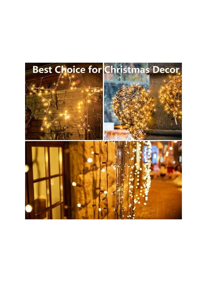 The Bros Solar Christmas Lights Outdoor, 100LED 12M Solar String Lights Outdoor Waterproof, Green Wire Solar Christmas Tree Lights with 8 Lighting Modes For Party Garden Christmas Decorations (Warm White)  - Image 4
