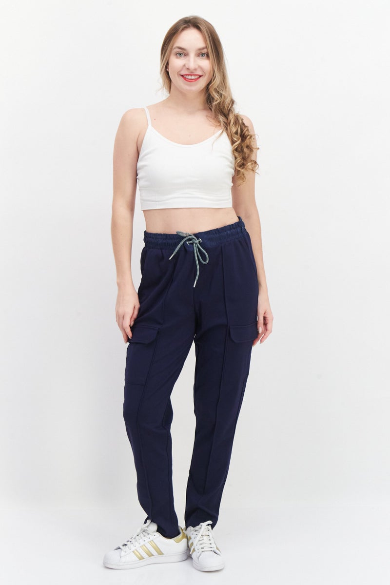 Tchibo Women Sweatpants With Cargo Pockets, Navy Blue  - Image 3