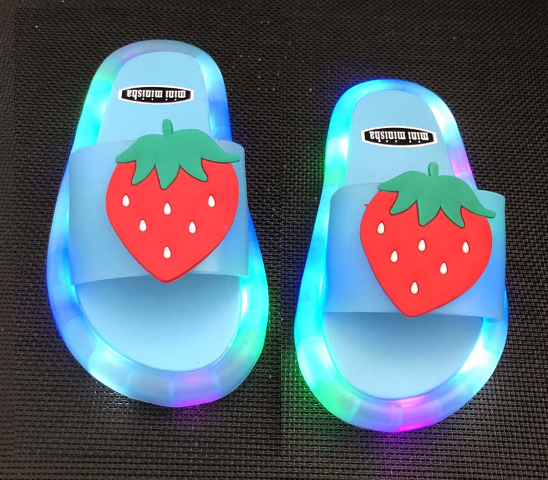 Kids Glowing Slippers Cartoon Unicorn Fashion New Blue Strawberry