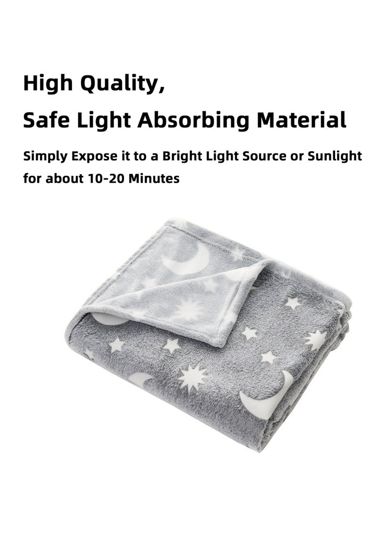 Teuuea Glow in the Dark Blanket for Kids, 150x120CM, Throw Blankets Super Cozy Warm Plush Soft Flannel Blanket Girls Boys Birthday Gifts (Grey) - Image 5