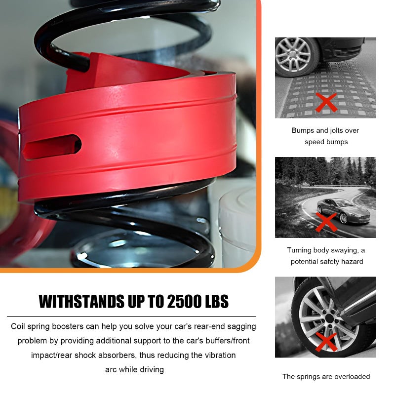 MTRPS 2 PCS Rubber Coil Spring Spacer for Car, Heavy-Duty Front Rear Spacer Booster for 1.45"-1.65" Springs Spacing, Universal Coil Springs Lift Spacers for Enhancing Spring Rate - Image 4