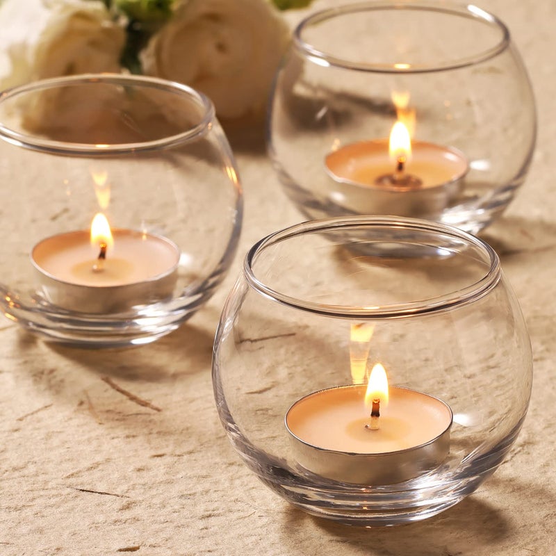 Volens 24PCS Clear Votive Candle Holders for Table Centerpieces Round Glass Tealight Candle Holders Bulk for Wedding Decor and Home Decorations