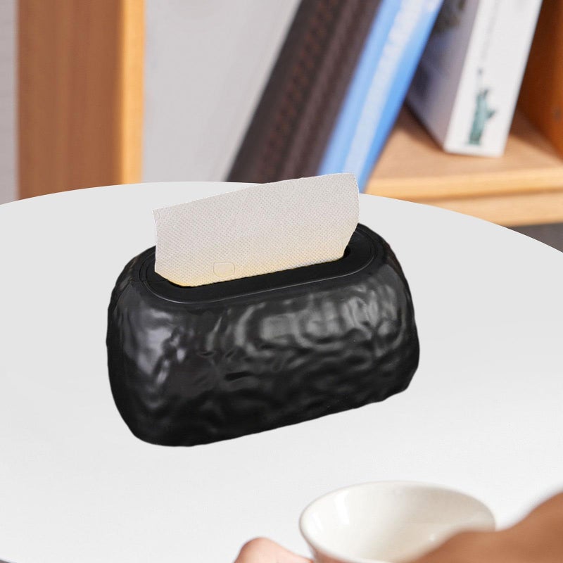حامل صندوق المناديل الأكريليك الأسود منظم سطح المكتب لغرفة النوم طاولة الطعام المنضدة - Image 3