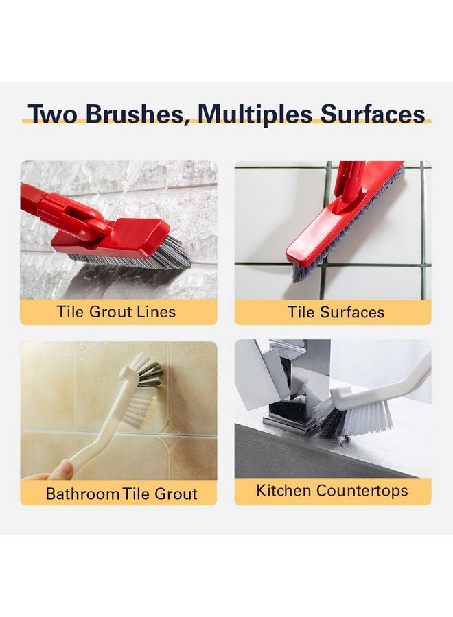 Fox Trot Foxtrot Living Grout Brush with Long Handle & Handheld Stiff Bristle Scrubber, V-Shaped Cleaner with Telescopic Handle for Easy Cleaning & Storage - Tile Floor Cleaning Brush - Image 4