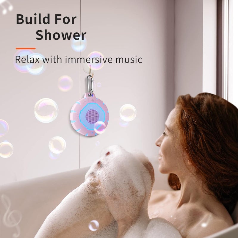 HEYSONG BUBBLE Portable Waterproof Bluetooth Speaker, IPX7, 5W, 12H Playtime, LED Light, Pink - Image 2