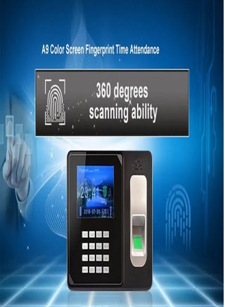Witeasy A9 Fingerprint Biometric Time Attendance System - Large Color Screen, Real-Time Tracking, Employee Time Clock with Advanced Fingerprint Recognition, USB Data Export & Reporting