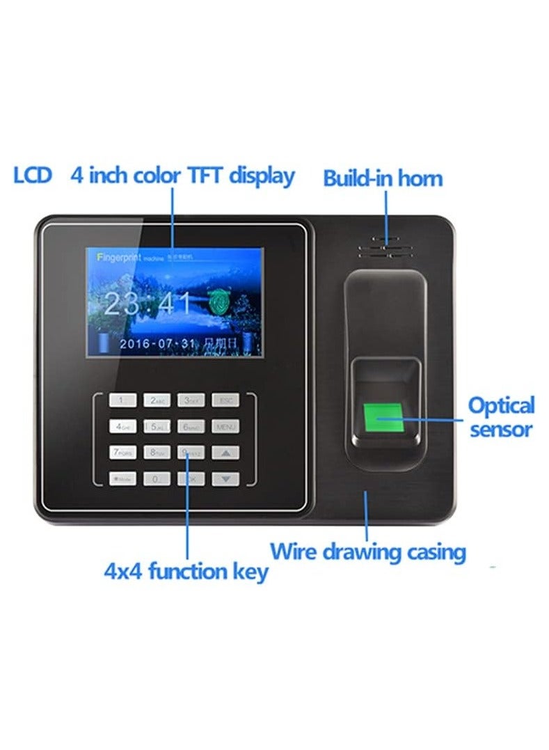 Witeasy A9 Fingerprint Biometric Time Attendance System - Large Color Screen, Real-Time Tracking, Employee Time Clock with Advanced Fingerprint Recognition, USB Data Export & Reporting