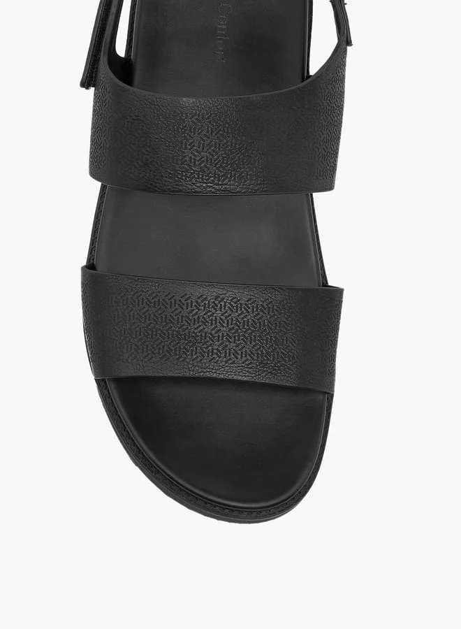 Le Confort Men's Textured Sandals with Hook and Loop Closure