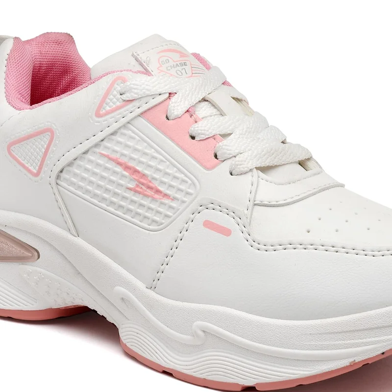 Asian Lightweight Offwhite Pink Sneakers for Women and Girls