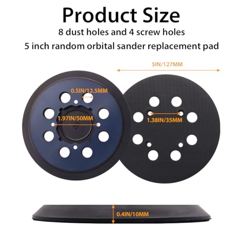 SHUTTLE GENIUS 3 Pack Replacement Sander Pads for Dewalt Sander, 5" 8 Hole Hook and Loop Orbital Sander Pad for DeWalt DWE64233 & N329079 Compatible with DWE6423/6423K, DWE6421/6421K, DWE6421-B2,DCW210B - Image 3