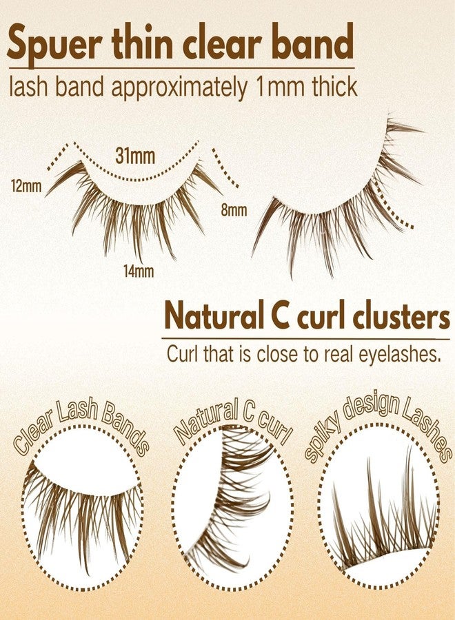 AUGENLI 10 Pairs Brown False Lashes Extension Tools Clear band Wispy Japanese Anime Cosplay Natural Makeup Looking Party Eye Lashes - Image 2