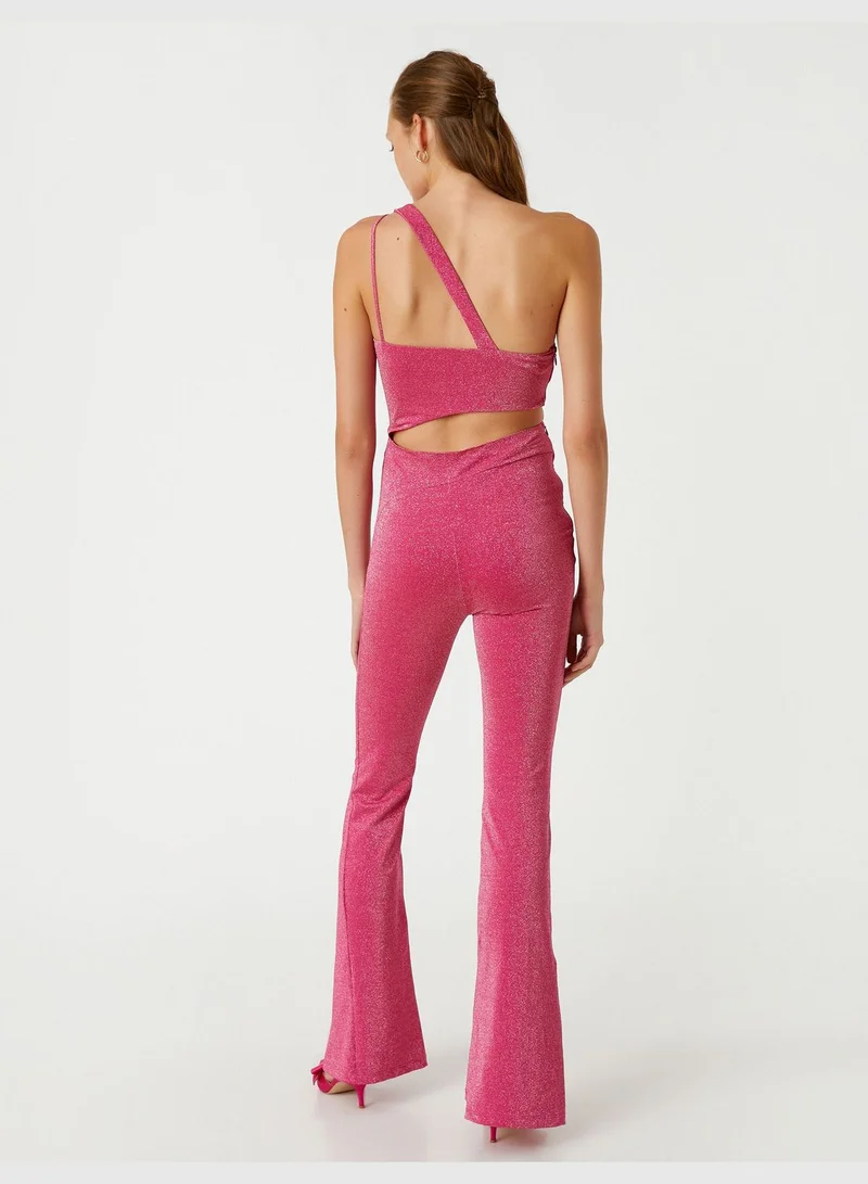 KOTON Shiny Party Jumpsuit Cut Out Detail