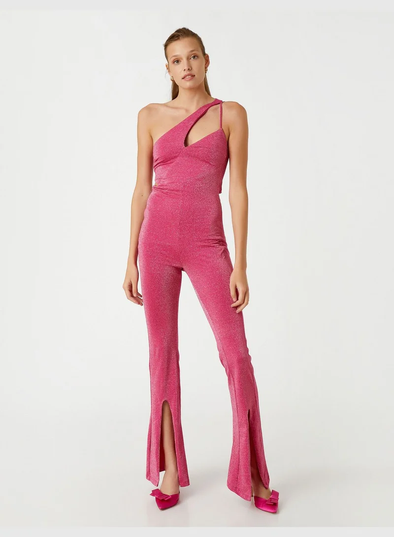 KOTON Shiny Party Jumpsuit Cut Out Detail
