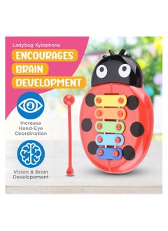 KASTWAVE Ladybug Xylophone Musical Instruments for Toddlers Toddler Toys Kids Glockenspiel Musical Instrument for Childrens with Mallets Early Learning Educational Musical Instruments  - Image 5