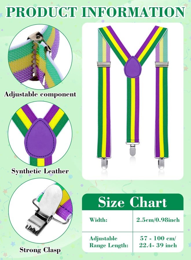 ShinyMatch 4 Pcs Mardi Gras Men's Vest Set Adult Suspenders Sequin Hat Bow Tie Accessory Set for Mardi Gras Carnival Parade (XX Large) - Image 5