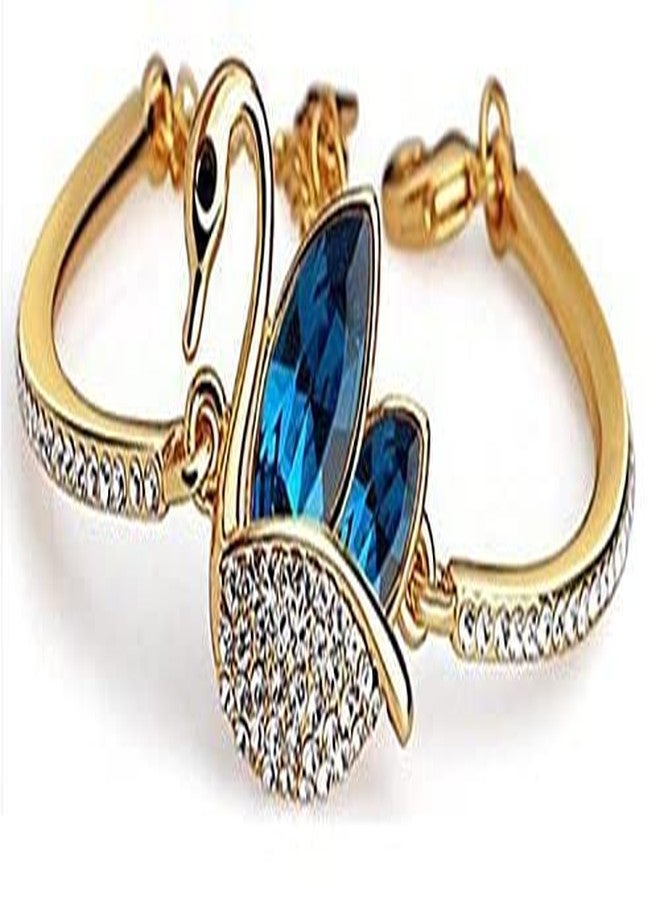 Shining Diva Valentine Gift By Shining Diva Gold Crystal Cuff & Kadaa Bangle For Women(Golden)(8004b) - Image 1