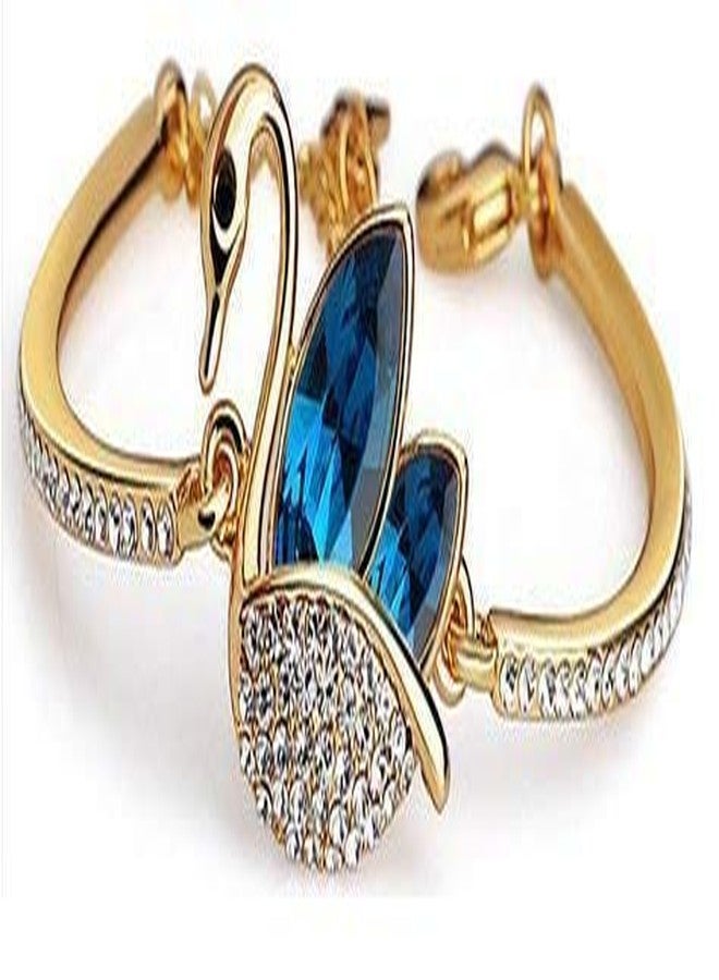 Shining Diva Valentine Gift By Shining Diva Gold Crystal Cuff & Kadaa Bangle For Women(Golden)(8004b) - Image 2