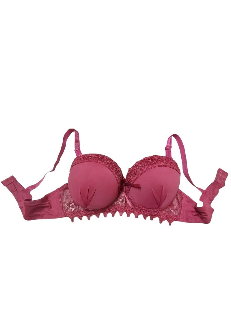 Women's Push-Up Bra with Embellished Lace and Shiny Rhinestones  - Image 2