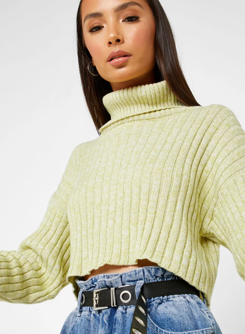 FOREVER 21 Roll Neck Cropped Sweater