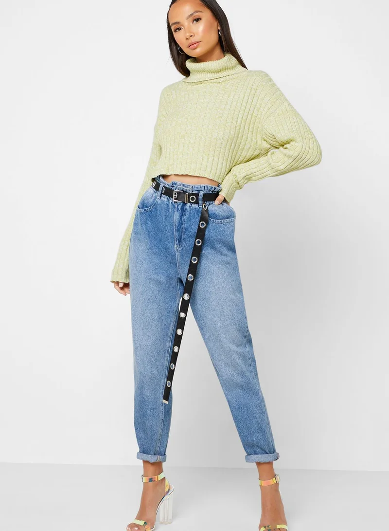 FOREVER 21 Roll Neck Cropped Sweater