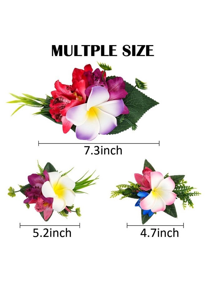 Ahoney Hawaiian Plumeria Flower Hair Accessories for Women and Girls - 4 Pieces Artificial Flower Barrettes and Pins for Beach, Luau Outfits, Party Hairstyles, and Decor - Image 4