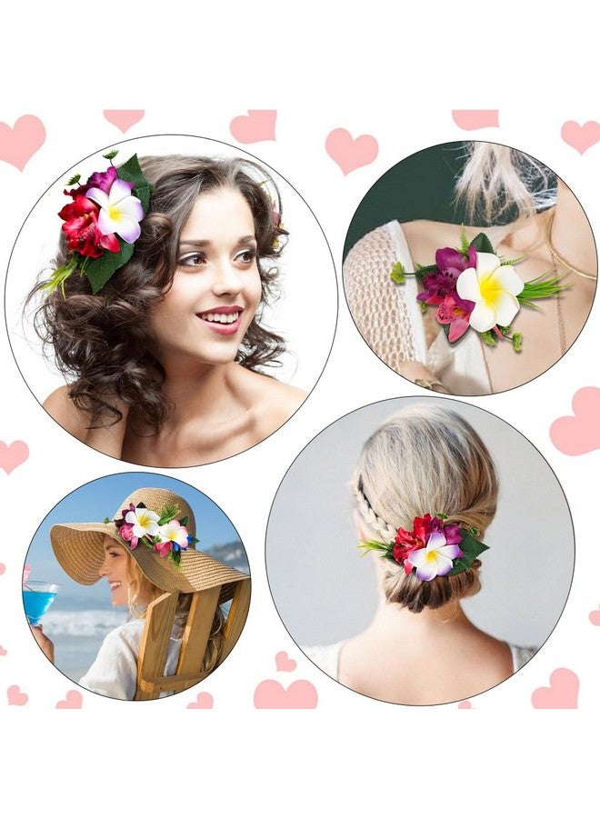 Ahoney Hawaiian Plumeria Flower Hair Accessories for Women and Girls - 4 Pieces Artificial Flower Barrettes and Pins for Beach, Luau Outfits, Party Hairstyles, and Decor - Image 2