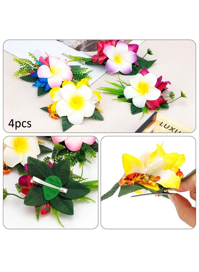 Ahoney Hawaiian Plumeria Flower Hair Accessories for Women and Girls - 4 Pieces Artificial Flower Barrettes and Pins for Beach, Luau Outfits, Party Hairstyles, and Decor - Image 5