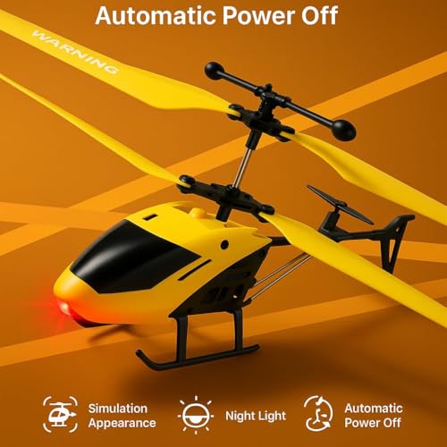 GLASSIMON® RC Remote Control Helicopter with LED Lights, Shockproof Sensor, Flexible Wings, USB Charging Cable, Plastic Material, for Kids 4+, Pack of 1 (Yellow) - Image 2