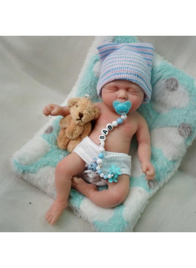 Mire & Mire 7 inch Boy Miniature Sleeping Full Silicone Mini Baby Dolls with Feeding Accessory Lifelike Baby Doll Soft Realistic Baby Doll - Image 5